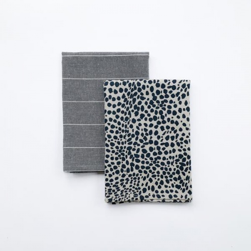 Animal Print Tea Towel Pack Navy by Raine & Humble